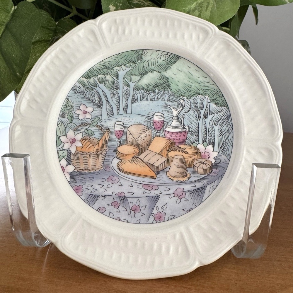 Set of 6 Gien France Les Saveurs 6-1/4" Appetizer Dessert Plates in Storage Box